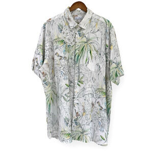 Caribbean Big & Tall Shirt Mens 2XT Button Up Short Sleeve Linen Cotton Tropical